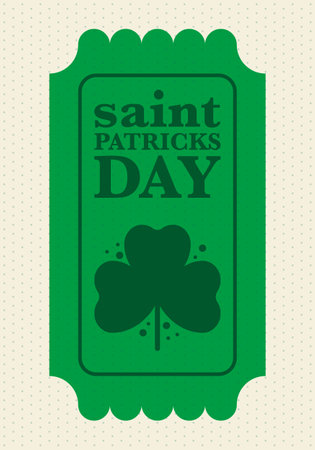 Happy Saint Patricks Day. Traditional irish holiday. Celebrate annual in March 17. Clover and shamrock leaves. Green and orange party design. Ireland color. Vector illustrationのイラスト素材