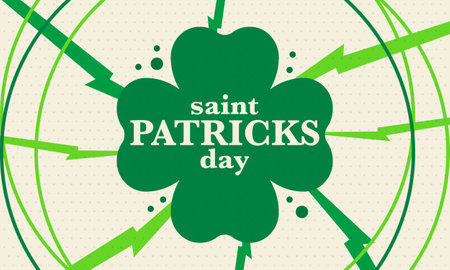 Happy Saint Patricks Day. Traditional irish holiday. Celebrate annual in March 17. Clover and shamrock leaves. Green and orange party design. Ireland color. Vector illustrationのイラスト素材