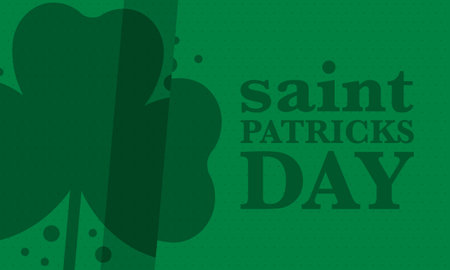 Happy Saint Patricks Day. Traditional irish holiday. Celebrate annual in March 17. Clover and shamrock leaves. Green and orange party design. Ireland color. Vector illustrationのイラスト素材