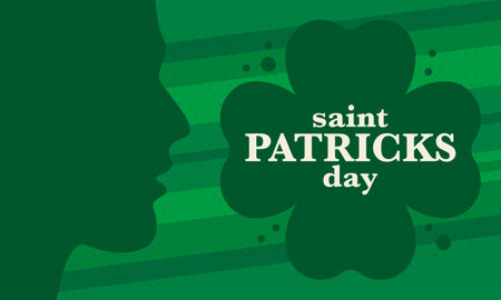 Happy Saint Patricks Day. Traditional irish holiday. Celebrate annual in March 17. Clover and shamrock leaves. Green and orange party design. Ireland color. Vector illustrationのイラスト素材