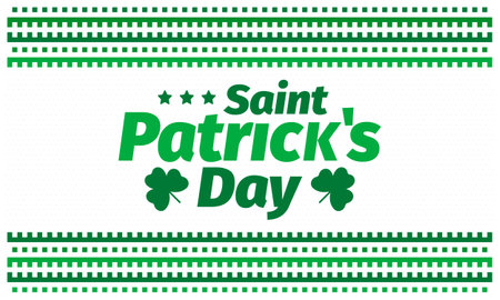 Happy Saint Patricks Day. Traditional irish holiday. Celebrate annual in March 17. Clover and shamrock leaves. Green and orange party design. Ireland color. Vector illustrationのイラスト素材