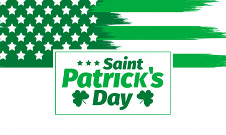Happy Saint Patricks Day. Traditional irish holiday. Celebrate annual in March 17. Clover and shamrock leaves. Green and orange party design. Ireland color. Vector illustrationのイラスト素材