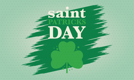 Happy Saint Patricks Day. Traditional irish holiday. Celebrate annual in March 17. Clover and shamrock leaves. Green and orange party design. Ireland color. Vector illustrationのイラスト素材
