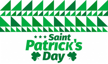 Happy Saint Patricks Day. Traditional irish holiday. Celebrate annual in March 17. Clover and shamrock leaves. Green and orange party design. Ireland color. Vector illustrationのイラスト素材