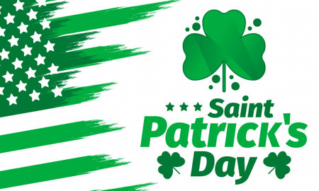 Happy Saint Patricks Day. Traditional irish holiday. Celebrate annual in March 17. Clover and...