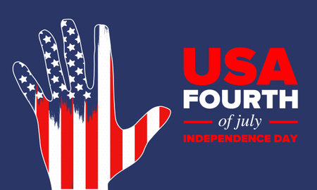 Independence Day in United States of America. The Fourth of July. Happy national holiday, celebrated annual in July 4. American flag. Country freedom day. Patriotic vector designのイラスト素材