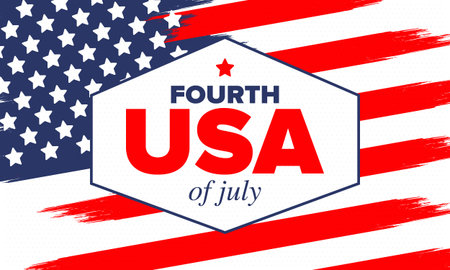 Independence Day in United States of America. The Fourth of July. Happy national holiday, celebrated annual in July 4. American flag. Country freedom day. Patriotic vector designのイラスト素材