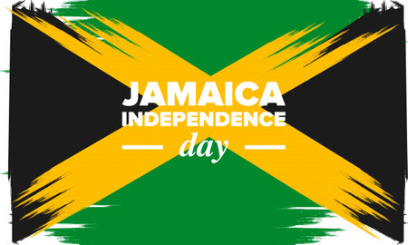 Jamaica Independence Day. Independence of Jamaica. Holiday, celebrated annual in August 6. Jamaica flag. Patriotic element. Poster, greeting card, banner and background. Vectorのイラスト素材
