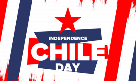 Chile Independence Day. Happy national holiday Fiestas Patrias. Freedom day. Celebrate annual in September 18. Chile flag. Patriotic chilean design. Vector posterのイラスト素材
