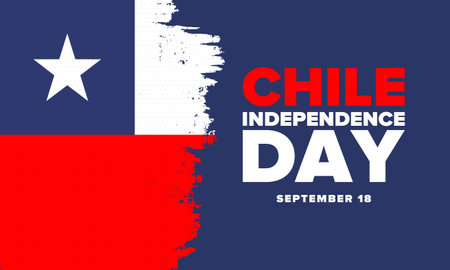 Chile Independence Day. Happy national holiday Fiestas Patrias. Freedom day. Celebrate annual in September 18. Chile flag. Patriotic chilean design. Vector posterのイラスト素材