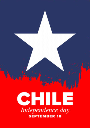 Chile Independence Day. Happy national holiday Fiestas Patrias. Freedom day. Celebrate annual in September 18. Chile flag. Patriotic chilean design. Vector posterのイラスト素材