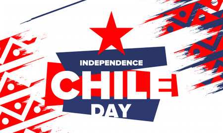 Chile Independence Day. Happy national holiday Fiestas Patrias. Freedom day. Celebrate annual in September 18. Chile flag. Patriotic chilean design. Vector posterのイラスト素材