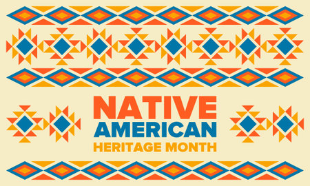 Native American Heritage Month in November. American Indian culture. Celebrate annual in United States. Tradition pattern. Poster, card, banner and background. Vector ornamentのイラスト素材