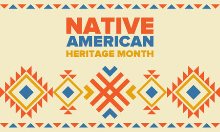 Native American Heritage Month in November. American Indian culture. Celebrate annual in United States. Tradition pattern. Poster, card, banner and background. Vector ornamentのイラスト素材