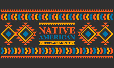Native American Heritage Month in November. American Indian culture. Celebrate annual in United States. Tradition pattern. Poster, card, banner and background. Vector ornamentのイラスト素材