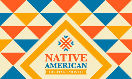 Native American Heritage Month in November. American Indian culture. Celebrate annual in United States. Tradition pattern. Poster, card, banner and background. Vector ornamentのイラスト素材
