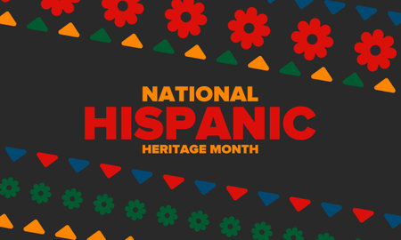 National Hispanic Heritage Month in September and October. Hispanic and Latino Americans culture. Celebrate annual in United States. Poster, card, banner and background. Vectorのイラスト素材
