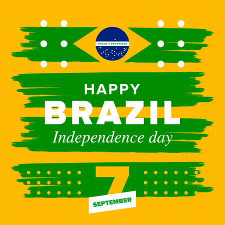 Brazil Independence Day. Happy national holiday. Freedom day. Celebrate annual in September 7. Brazil flag. Patriotic brazilian design. Vector template. Illustrationのイラスト素材