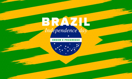 Brazil Independence Day. Happy national holiday. Freedom day. Celebrate annual in September 7. Brazil flag. Patriotic brazilian design. Vector template. Illustrationのイラスト素材
