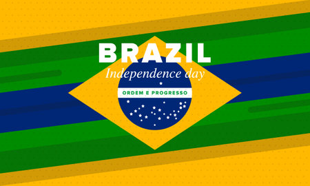 Brazil Independence Day. Happy national holiday. Freedom day. Celebrate annual in September 7. Brazil flag. Patriotic brazilian design. Vector template. Illustrationのイラスト素材