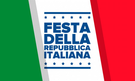 Italia. Festa della Repubblica Italiana. Text in italian: Italian Republic Day. Happy national holiday. Celebrated on June 2 in Italia. Italy flag. Patriotic design. Vector posterのイラスト素材