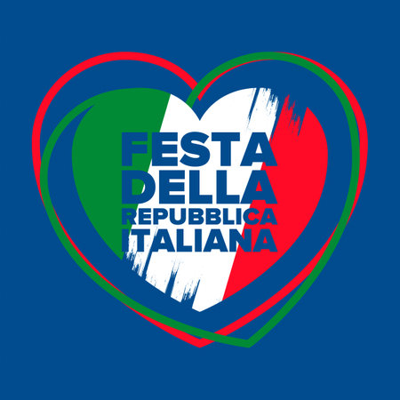Italia. Festa della Repubblica Italiana. Text in italian: Italian Republic Day. Happy national holiday. Celebrated on June 2 in Italia. Italy flag. Patriotic design. Vector posterのイラスト素材