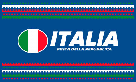 Italia. Festa della Repubblica Italiana. Text in italian: Italian Republic Day. Happy national holiday. Celebrated on June 2 in Italia. Italy flag. Patriotic design. Vector posterのイラスト素材
