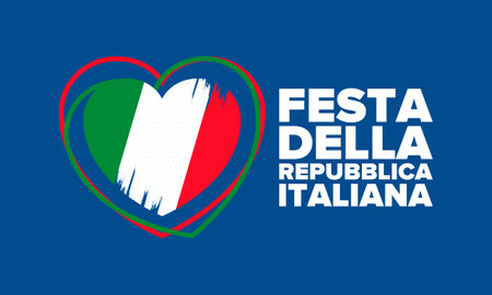 Italia. Festa della Repubblica Italiana. Text in italian: Italian Republic Day. Happy national holiday. Celebrated on June 2 in Italia. Italy flag. Patriotic design. Vector posterのイラスト素材