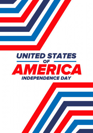 Independence Day in United States of America. The Fourth of July. Happy national holiday, celebrated annual in July 4. American flag. Country freedom day. Patriotic event designのイラスト素材