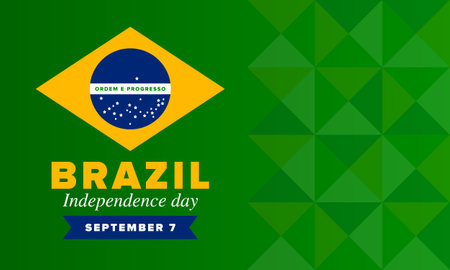 Brazil Independence Day. Happy national holiday. Freedom day. Celebrate annual in September 7. Brazil flag. Patriotic brazilian design. Poster, card, banner, template, backgroundのイラスト素材