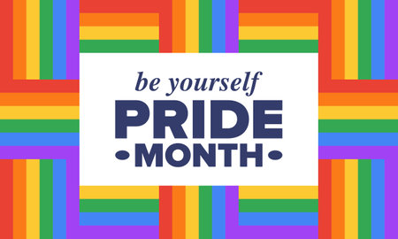 LGBT Pride Month in June. Lesbian Gay Bisexual Transgender. Celebrated annual. LGBT flag. Rainbow love concept. Human rights and tolerance. Vector illustration. Posterのイラスト素材