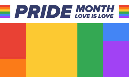 LGBT Pride Month in June. Lesbian Gay Bisexual Transgender. Celebrated annual. LGBT flag. Rainbow love concept. Human rights and tolerance. Vector illustration. Posterのイラスト素材