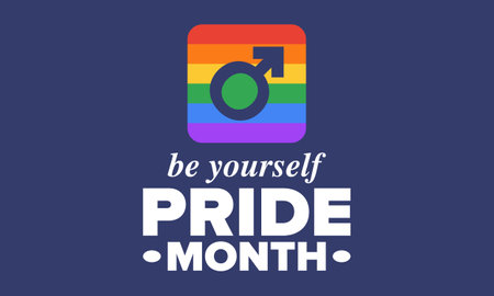 LGBT Pride Month in June. Lesbian Gay Bisexual Transgender. Celebrated annual. LGBT flag. Rainbow love concept. Human rights and tolerance. Vector illustration. Posterのイラスト素材