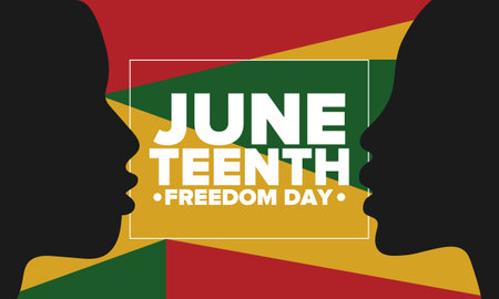 Juneteenth Independence Day. Freedom or Emancipation day. Annual american holiday, celebrated in June 19. African-American history and heritage. Vector illustration. Posterのイラスト素材