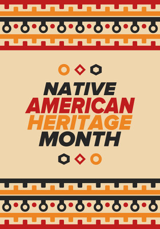 Native American Heritage Month in November. American Indian culture. Celebrate annual in United States. Tradition pattern. Poster, card, banner and background. Vector ornamentのイラスト素材