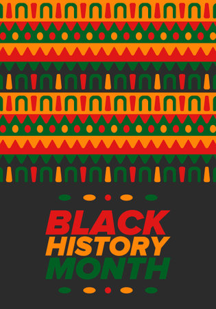 Black History Month. African American History. Celebrated annual. In February in United States and Canada. In October in Great Britain. Vector illustration. Poster art designのイラスト素材