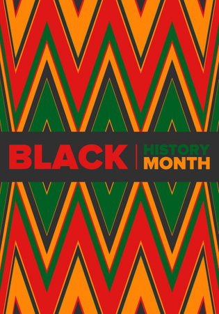 Black History Month. African American History. Celebrated annual. In February in United States and Canada. In October in Great Britain. Vector illustration. Poster art designのイラスト素材