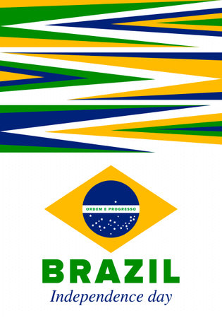 Brazil Independence Day. Happy national holiday. Freedom day. Celebrate annual in September 7. Brazil flag. Patriotic brazilian design. Vector art illustration. Posterのイラスト素材