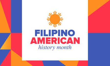 Filipino American History Month. Happy holiday celebrate annual in October. Filipinos and United States flag. Culture month. Patriotic design. Vector art illustration. Posterのイラスト素材