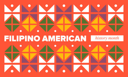 Filipino American History Month. Happy holiday celebrate annual in October. Filipinos and United States flag. Culture month. Patriotic design. Vector art illustration. Posterのイラスト素材