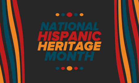 National Hispanic Heritage Month in September and October. Hispanic and Latino Americans culture. Celebrate annual in United States. Vector art illustration. Poster design