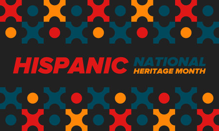 National Hispanic Heritage Month in September and October. Hispanic and Latino Americans culture. Celebrate annual in United States. Vector art illustration. Poster designのイラスト素材