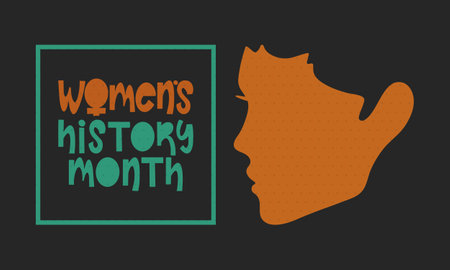 Women's History Month. Celebrated annual in March, to mark womenâs contribution to history. Female symbol. Women's rights. Girl power in world. Poster, postcard, banner. Vectorのイラスト素材