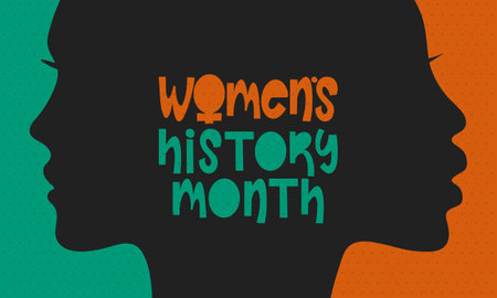 Women's History Month. Celebrated annual in March, to mark womenâs contribution to history. Female symbol. Women's rights. Girl power in world. Poster, postcard, banner. Vectorのイラスト素材