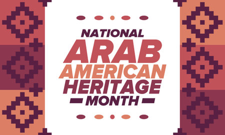 Native Arab American Heritage Month in April. Arab American culture. Celebrate annual in United States. Tradition arabian pattern. Poster, card, banner and background. Vectorのイラスト素材