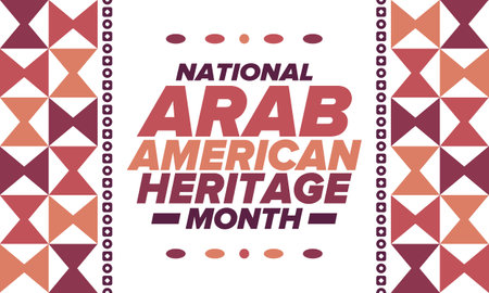Native Arab American Heritage Month in April. Arab American culture. Celebrate annual in United States. Tradition arabian pattern. Poster, card, banner and background. Vectorのイラスト素材