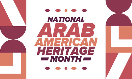Native Arab American Heritage Month in April. Arab American culture. Celebrate annual in United States. Tradition arabian pattern. Poster, card, banner and background. Vectorのイラスト素材