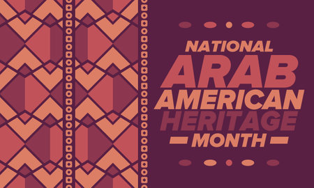 Native Arab American Heritage Month in April. Arab American culture. Celebrate annual in United States. Tradition arabian pattern. Poster, card, banner and background. Vectorのイラスト素材