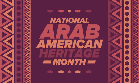 Native Arab American Heritage Month in April. Arab American culture. Celebrate annual in United States. Tradition arabian pattern. Poster, card, banner and background. Vectorのイラスト素材