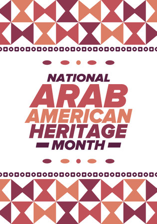 Native Arab American Heritage Month in April. Arab American culture. Celebrate annual in United States. Tradition arabian pattern. Poster, card, banner and background. Vectorのイラスト素材